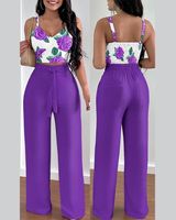 Street Women's Casual Leaf Flower Polyester Printing Pants Sets Pants Sets main image 2