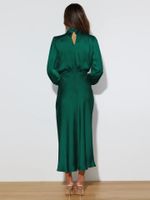 Women's Party Dress Elegant High Neck Long Sleeve Solid Color Midi Dress Banquet main image 2