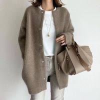 Women's Casual Solid Color Single Breasted Coat Woolen Coat main image 3