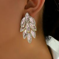 1 Pair Sweet Shiny Leaf Plating Inlay Copper Alloy Zinc Alloy Rhinestones 18K Gold Plated Drop Earrings main image 10