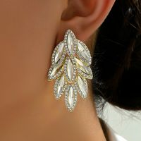 1 Pair Sweet Shiny Leaf Plating Inlay Copper Alloy Zinc Alloy Rhinestones 18K Gold Plated Drop Earrings main image 7