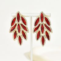 1 Pair Sweet Shiny Leaf Plating Inlay Copper Alloy Zinc Alloy Rhinestones 18K Gold Plated Drop Earrings main image 6