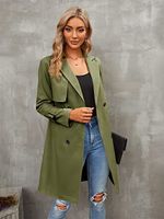 Women's Casual Classic Style Solid Color Double Breasted Coat Trench Coat main image 3