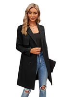 Women's Casual Classic Style Solid Color Double Breasted Coat Trench Coat main image 4