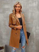 Women's Casual Classic Style Solid Color Double Breasted Coat Trench Coat main image 5