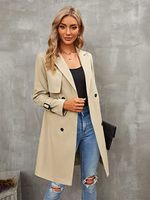 Women's Casual Classic Style Solid Color Double Breasted Coat Trench Coat main image 6