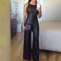 Women's Party Street Sexy Stripe Full Length Sequins Jumpsuits main image 5