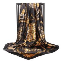 Women's Elegant Lady Modern Style Printing Satin Silk Scarf sku image 18