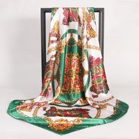 Women's Elegant Lady Modern Style Printing Satin Silk Scarf sku image 20