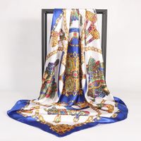 Women's Elegant Lady Modern Style Printing Satin Silk Scarf sku image 22