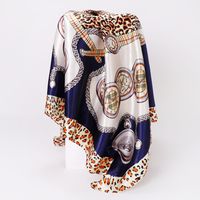 Women's Elegant Lady Leopard Satin Printing Silk Scarf sku image 3