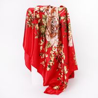 Women's Lady Flower Satin Printing Silk Scarf sku image 6
