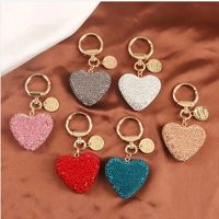 Korean Style Heart Shape Rhinestone Unisex Bag Pendant Keychain main image 1