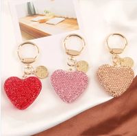 Korean Style Heart Shape Rhinestone Unisex Bag Pendant Keychain main image 4