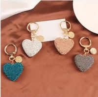 Korean Style Heart Shape Rhinestone Unisex Bag Pendant Keychain main image 3
