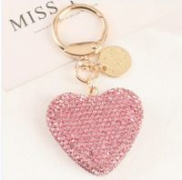 Korean Style Heart Shape Rhinestone Unisex Bag Pendant Keychain sku image 2