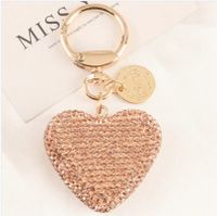 Korean Style Heart Shape Rhinestone Unisex Bag Pendant Keychain sku image 1