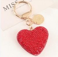 Korean Style Heart Shape Rhinestone Unisex Bag Pendant Keychain sku image 5