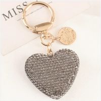 Korean Style Heart Shape Rhinestone Unisex Bag Pendant Keychain sku image 4