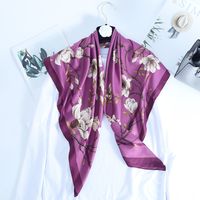 Women's Basic Simple Style Color Block Flower Satin Silk Scarf sku image 4