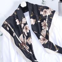 Women's Basic Simple Style Color Block Flower Satin Silk Scarf sku image 2