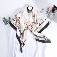 Women's Basic Simple Style Color Block Flower Satin Silk Scarf sku image 3