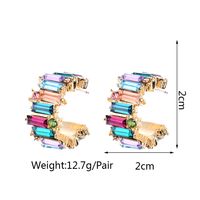 1 Pair Simple Style C Shape Inlay Alloy Artificial Gemstones Ear Studs main image 10
