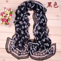 Women's Sweet Skull Chiffon Silk Scarf sku image 1