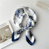 Women's Preppy Style Sweet Simple Style Plant Polyester Printing Silk Scarf sku image 4