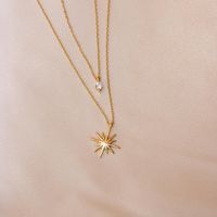 Sweet Star Copper Inlay Zircon Double Layer Necklaces sku image 1