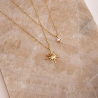 Sweet Star Copper Inlay Zircon Double Layer Necklaces main image 4