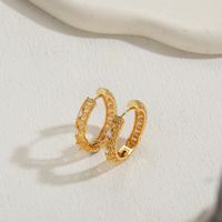 1 Pair Luxurious Solid Color Plating Inlay Copper Zircon 14k Gold Plated Ear Studs main image 5