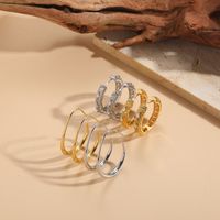 1 Pair Luxurious Solid Color Plating Inlay Copper Zircon 14k Gold Plated Ear Studs main image 7