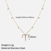 304 Stainless Steel Simple Style Shiny Plating Inlay Constellation Zircon Pendant Necklace sku image 1