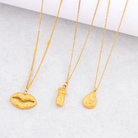 304 Stainless Steel Simple Style Plating Lips Pendant Necklace main image 1