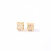 1 Pair Hip-Hop Cool Style Shiny Square Plating Inlay Copper Zircon Ear Studs main image 2