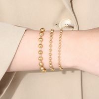 Style Simple Rond Acier Inoxydable Plaqué Or 18K Bracelets En Masse main image 1