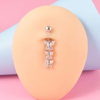 Shiny Butterfly Copper Inlay Zircon Belly Ring main image 4