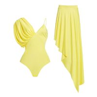 امرأة جنسي اللون الصامد 2 قطعة مجموعة قطعة واحدة ملابس السباحة main image 1