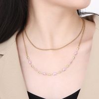 Stainless Steel 18K Gold Plated Commute Plating Pearl Pendant Necklace main image 9