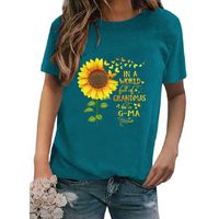Women's T-shirt Short Sleeve T-shirts Printing Casual Sunflower Letter Butterfly main image 2
