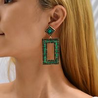 1 Pair Fashion Rectangle Alloy Inlay Rhinestones Women's Drop Earrings main image 4