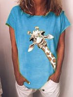 Women's T-shirt Short Sleeve T-shirts Printing Casual Giraffe main image 3