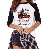 Women's T-shirt Long Sleeve T-shirts Printing Christmas Christmas Tree Letter Car sku image 2