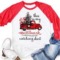 Frau T-shirt Lange Ärmel T-shirts Drucken Weihnachten Weihnachtsbaum Brief Auto sku image 10