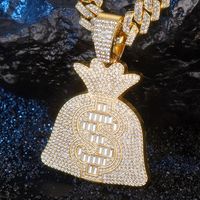 Hip Hop Exagerado Rock Letra Cara Emoji Aleación Enchapado Embutido Diamantes De Imitación Chapado En Oro Unisexo Collar Colgante sku image 4