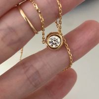 Casual Modern Style Sweet Round Sterling Silver Plating Inlay Zircon Gold Plated Pendant Necklace main image 1