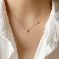Simple Style Square Sterling Silver Plating Inlay Zircon Gold Plated Silver Plated Pendant Necklace main image 3