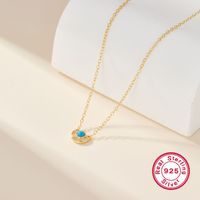 Simple Style Round Sterling Silver Plating Inlay Zircon White Gold Plated Pendant Necklace sku image 3
