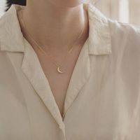 Casual Simple Style Moon Sterling Silver Plating Gold Plated Pendant Necklace main image 6